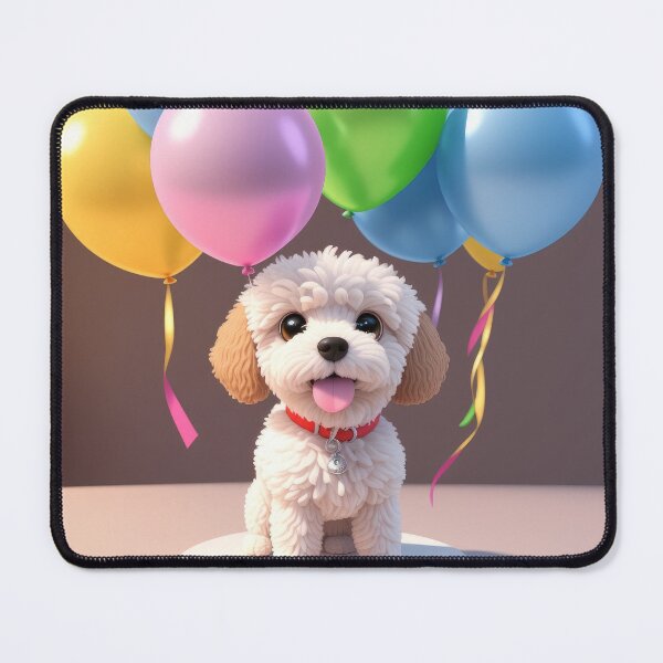 Item preview, Artwork of poddle puppy with balloons designed and sold by Tio-Tecun.