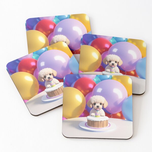 Item preview, Portrait of a poddle puppy at a birthday party designed and sold by Tio-Tecun.