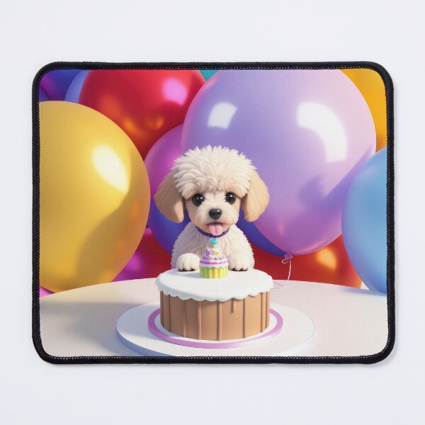 Item preview, Portrait of a poddle puppy at a birthday party designed and sold by Tio-Tecun.