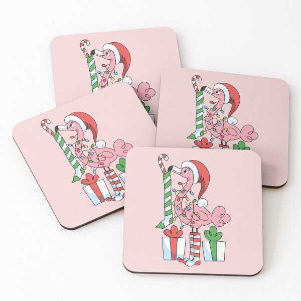 Item preview, Tropical Christmas Pink Flamingo Stocking Presents designed and sold by ArtMeetsPizza.