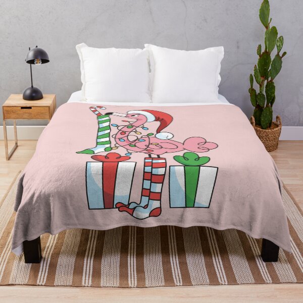 Item preview, Tropical Christmas Pink Flamingo Stocking Presents designed and sold by ArtMeetsPizza.