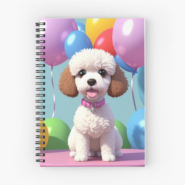 Item preview, Portrait of a poddle mini puppy at a birthday party designed and sold by Tio-Tecun.