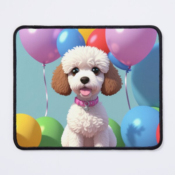 Item preview, Portrait of a poddle mini puppy at a birthday party designed and sold by Tio-Tecun.