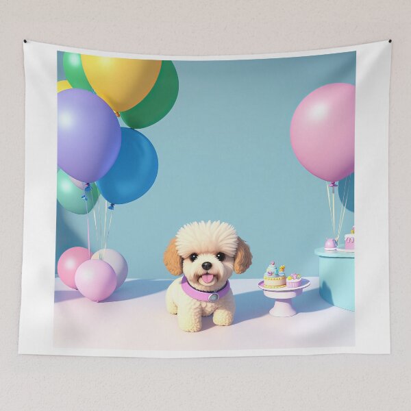 Item preview, Portrait of a baby poddle puppy at a birthday party designed and sold by Tio-Tecun.