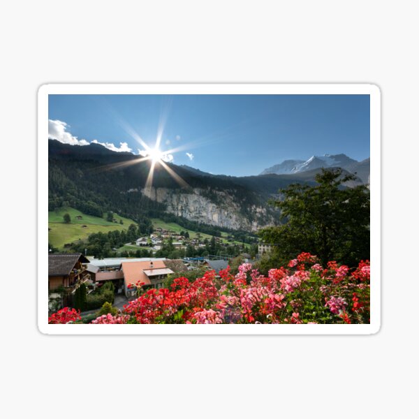 Alpine Elegance - Swiss Mountain Majesty, Valley Life, and Nature's Embrace Sticker