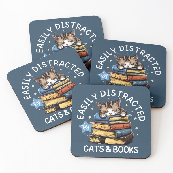 Item preview, Easily Distracted by Cats and Books - Cat & Reading Lover designed and sold by madtoyman.