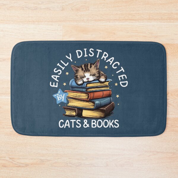 Item preview, Easily Distracted by Cats and Books - Cat & Reading Lover designed and sold by madtoyman.