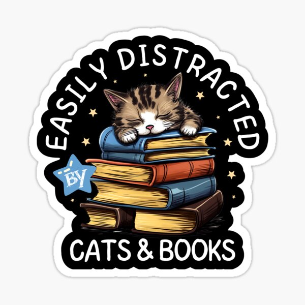 Reading Cat With Books Stickers for Kindle Case, Cat Stickers for Water  Bottle, Cute Christmas Gifts for Book Lovers, Cat Gifts for Women 