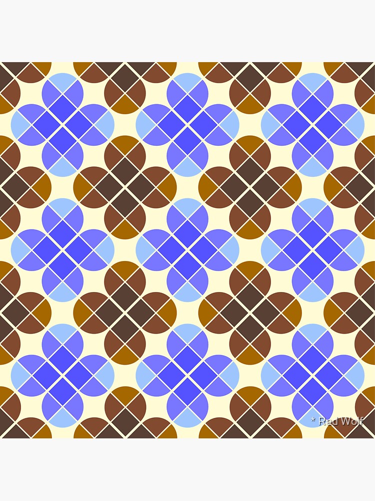 Geometric Pattern: Flower: Four Petal: Blue/Brown by redwolfoz