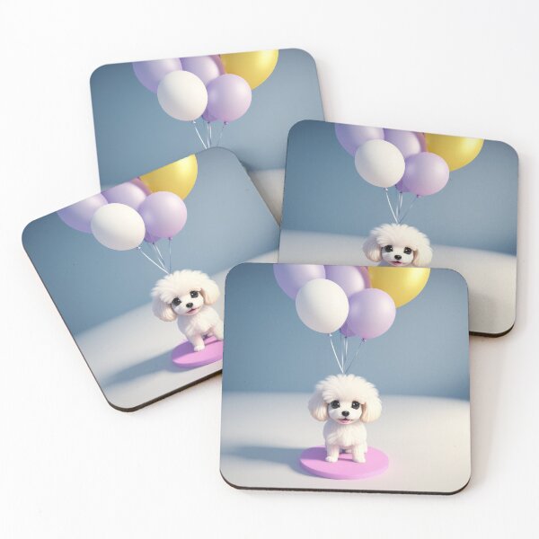 Item preview, Artwork of mini poddle puppy with balloons designed and sold by Tio-Tecun.