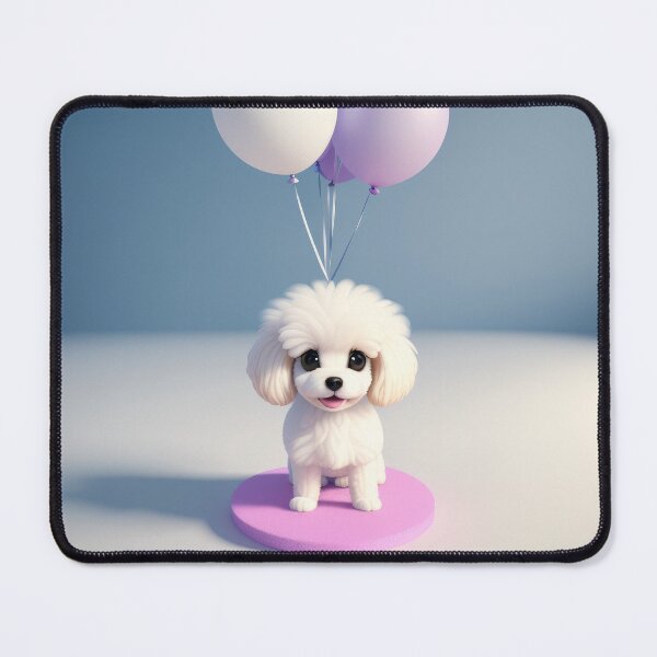 Item preview, Artwork of mini poddle puppy with balloons designed and sold by Tio-Tecun.