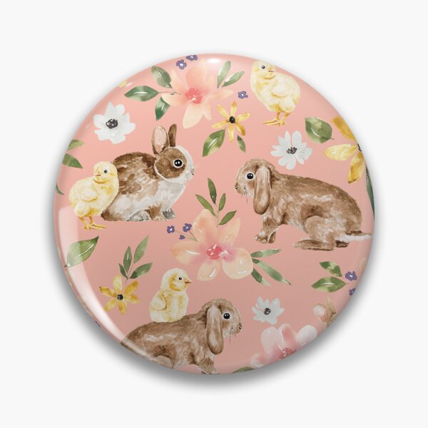 Item preview,  Pink Floral Easter Bunny and Chicks designed and sold by cateandrainn.
