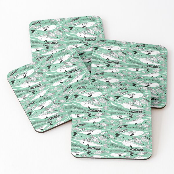 Item preview, Narwhals Feathers In Green designed and sold by Pink Pineapple Works.