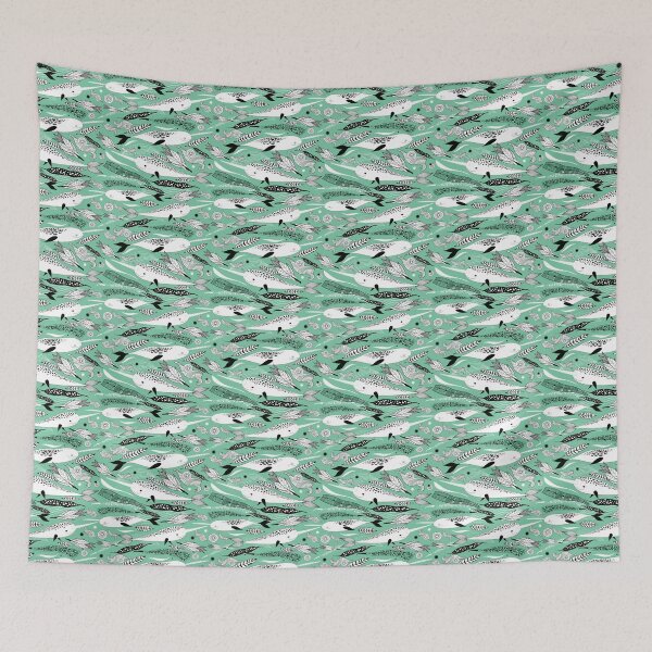 Item preview, Narwhals Feathers In Green designed and sold by Pink Pineapple Works.