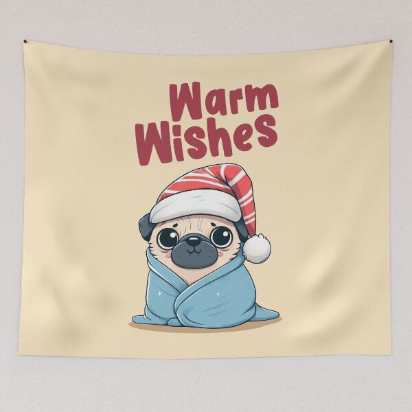 Item preview, Warm Wishes Christmas Pug designed and sold by KAI-Studio.