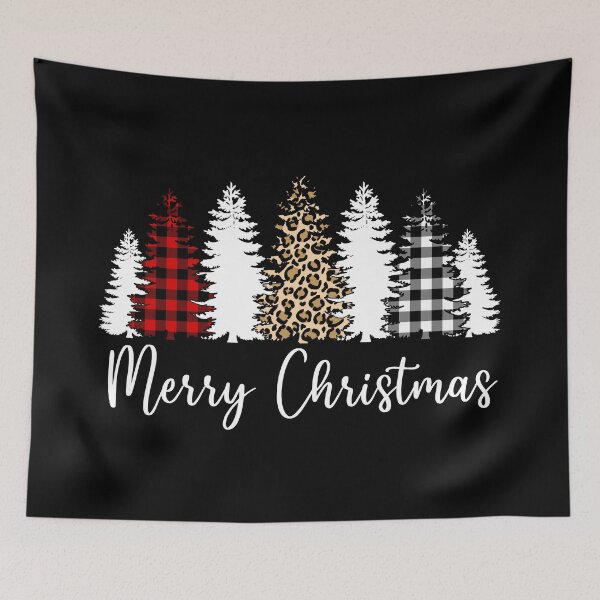 Item preview, White Merry Christmas Plaid and Cheetah Print designed and sold by PrettyPage.