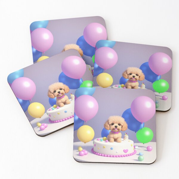 Item preview, Portrait of a poddle puppy at a birthday party designed and sold by Tio-Tecun.