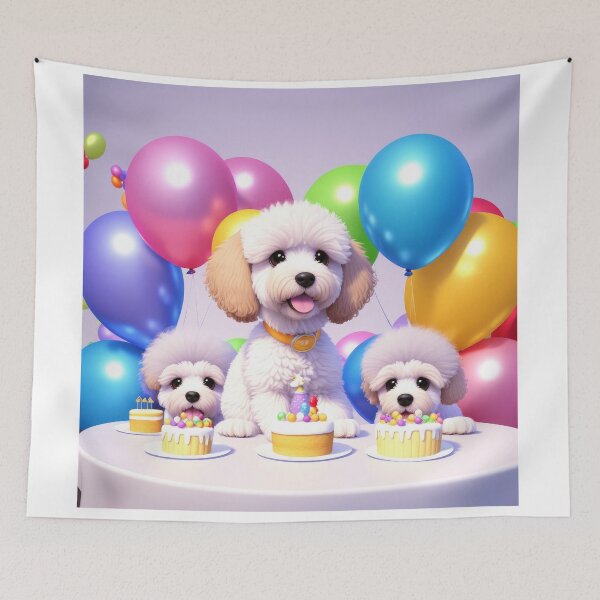 Item preview, Portrait of a poddle pupppies with balloons designed and sold by Tio-Tecun.