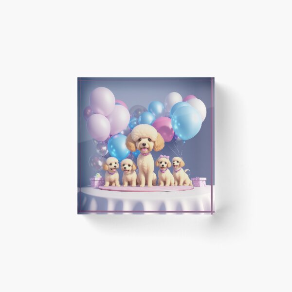 Item preview, Portrait of a poddle family puppies at a birthday party designed and sold by Tio-Tecun.