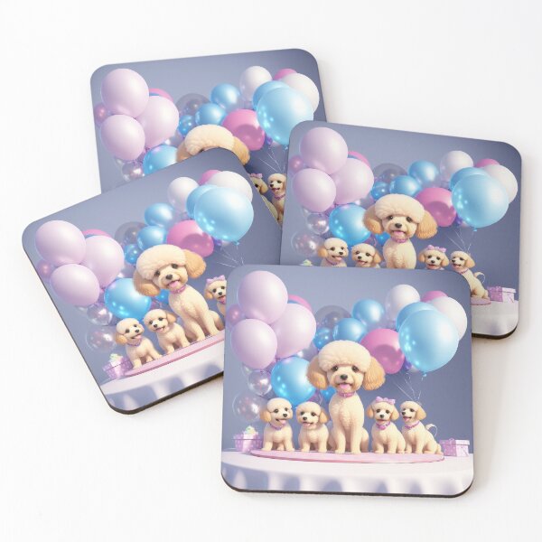Item preview, Portrait of a poddle family puppies at a birthday party designed and sold by Tio-Tecun.