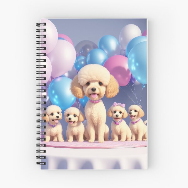 Item preview, Portrait of a poddle family puppies at a birthday party designed and sold by Tio-Tecun.