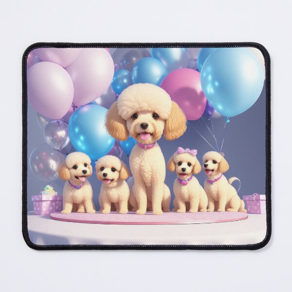 Item preview, Portrait of a poddle family puppies at a birthday party designed and sold by Tio-Tecun.