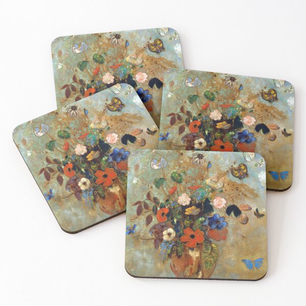 Item preview, Still Life Vase with Butterflies & Flowers 1905 Odilon Redon designed and sold by RocketshipRetro.