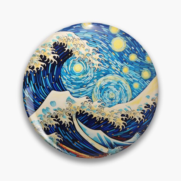 Item preview, The Great Wave off Kanagawa in Starry Night designed and sold by zand-n-zive.