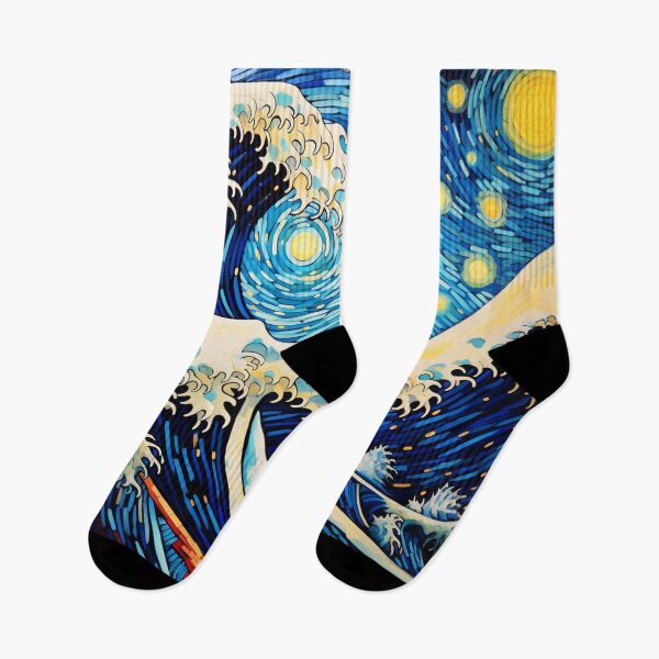 Item preview, The Great Wave off Kanagawa in Starry Night designed and sold by zand-n-zive.