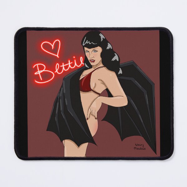 Item preview, Bettie Page Bat Pinup designed and sold by WearyMeadows.