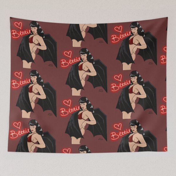 Item preview, Bettie Page Bat Pinup designed and sold by WearyMeadows.