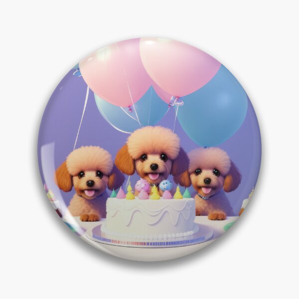 Item preview, Portrait of a little poddle pupppies at a birthday party designed and sold by Tio-Tecun.