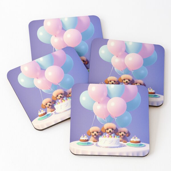 Item preview, Portrait of a little poddle pupppies at a birthday party designed and sold by Tio-Tecun.