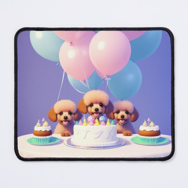 Item preview, Portrait of a little poddle pupppies at a birthday party designed and sold by Tio-Tecun.
