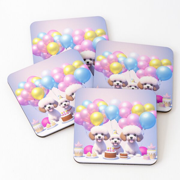 Item preview, Portrait of a poddle puppie family at a birthday party designed and sold by Tio-Tecun.