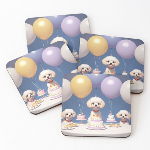 Item preview, Poddle familie puppy at a birthday party with balloons designed and sold by Tio-Tecun.