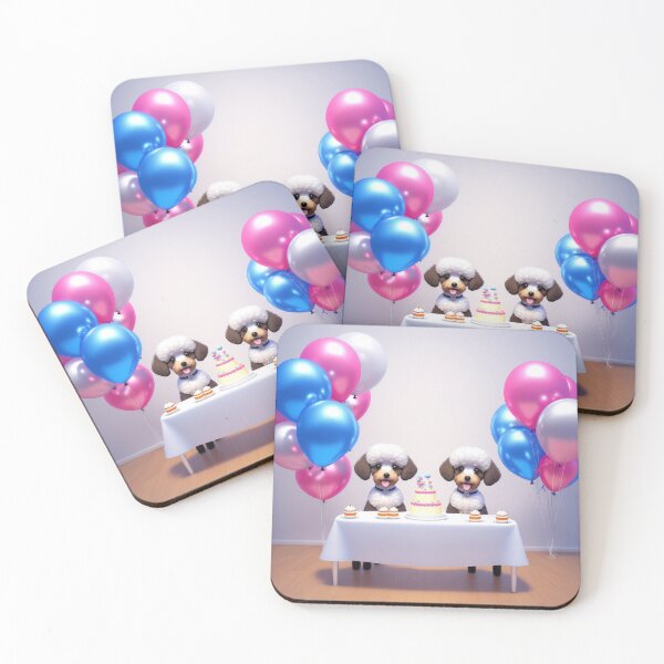 Item preview, Artwork of poddle pupppies at a birthday party designed and sold by Tio-Tecun.