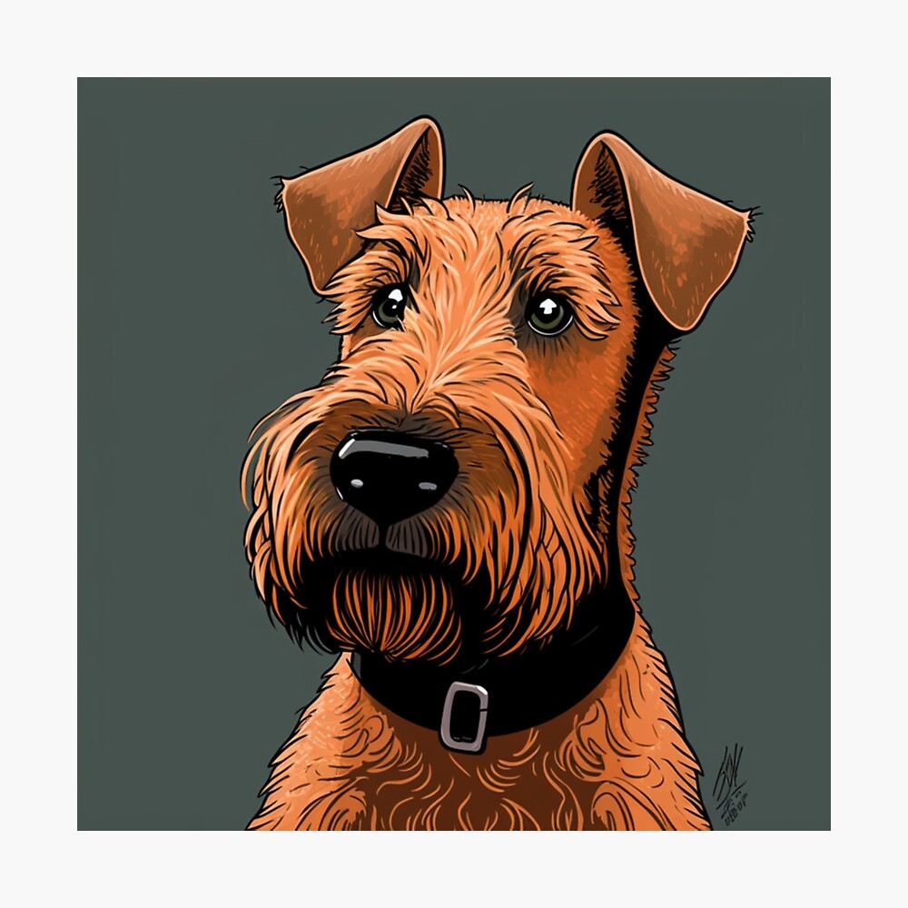 Inquisitive Cartoon Irish Terrier 