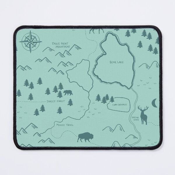 Item preview, Aqua Blue Hand-Drawn Map, Adventure Woodland Forest, Camping, Wild Animals designed and sold by cateandrainn.