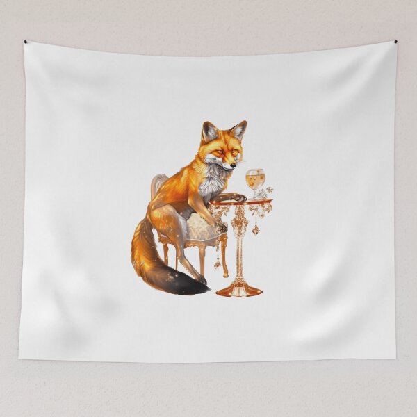 Item preview, Happy redhead forest with a crystal glass. Fox fashion art designed and sold by Anastasiia Yurevych.