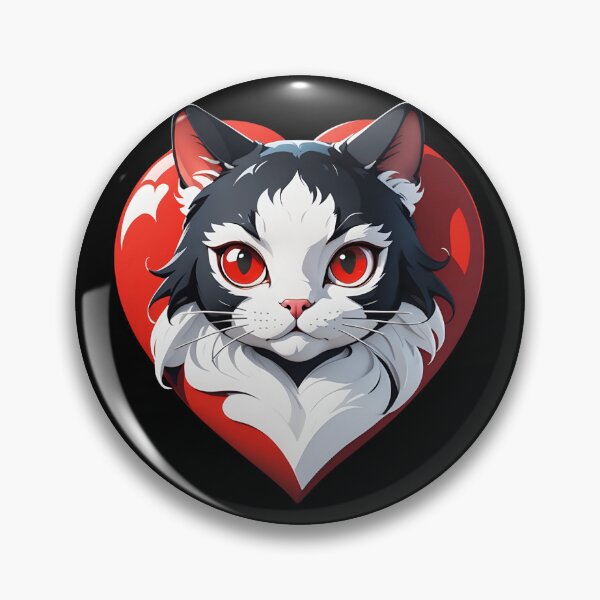 Item preview,  A Cute cartoon cat face in a love heart shape, cat lovers designed and sold by QuirkyTease.