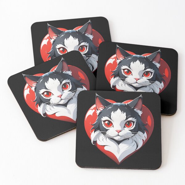 Item preview,  A Cute cartoon cat face in a love heart shape, cat lovers designed and sold by QuirkyTease.