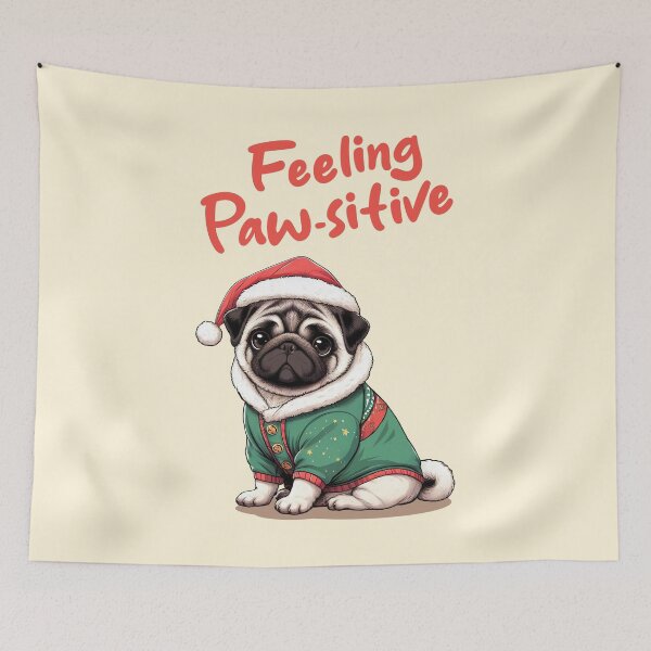 Item preview, Christmas Pug Feeling Pawsitive  designed and sold by KAI-Studio.