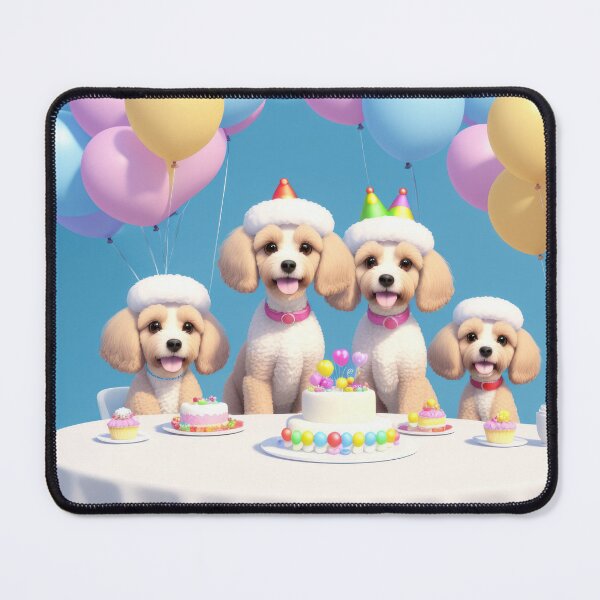 Item preview, Artwork of poddle family at a birthday party with ballons and party hats designed and sold by Tio-Tecun.