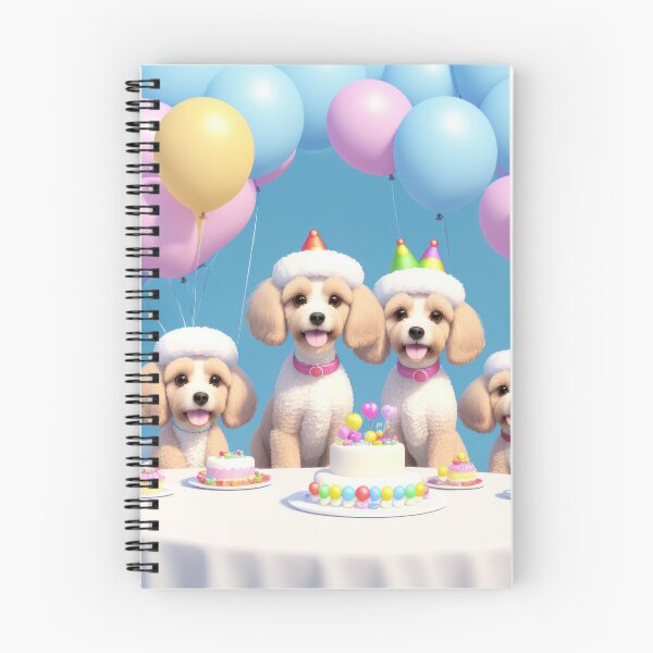 Item preview, Artwork of poddle family at a birthday party with ballons and party hats designed and sold by Tio-Tecun.