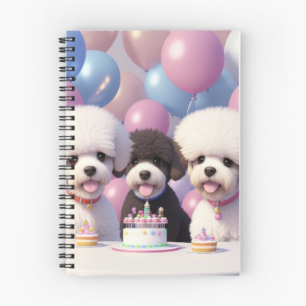 Item preview, Portrait of a poddle puppies a birthday party with balloons designed and sold by Tio-Tecun.