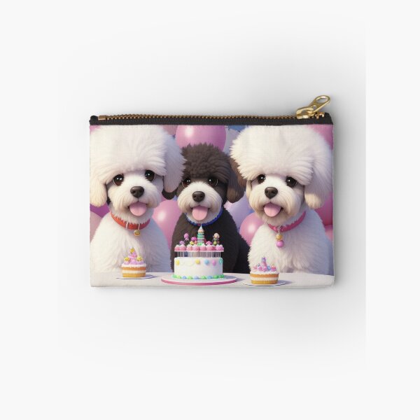Item preview, Portrait of a poddle puppies a birthday party with balloons designed and sold by Tio-Tecun.