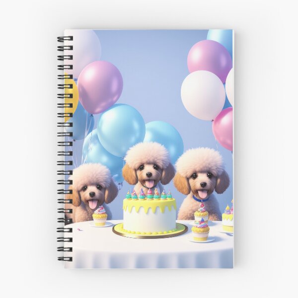 Item preview, Portrait of a poddle puppies at a birthday party designed and sold by Tio-Tecun.