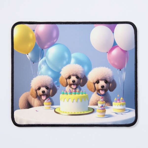 Item preview, Portrait of a poddle puppies at a birthday party designed and sold by Tio-Tecun.