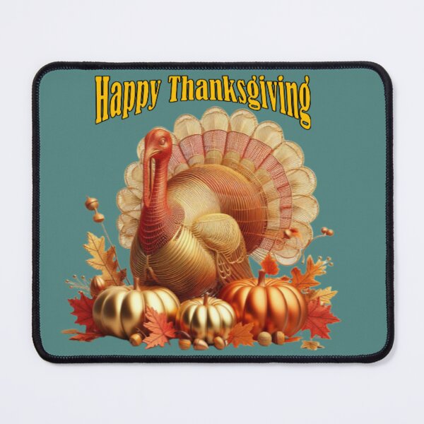 Item preview, Happy Thanksgiving golden turkey and pumpkins designed and sold by JaroDesign2023.